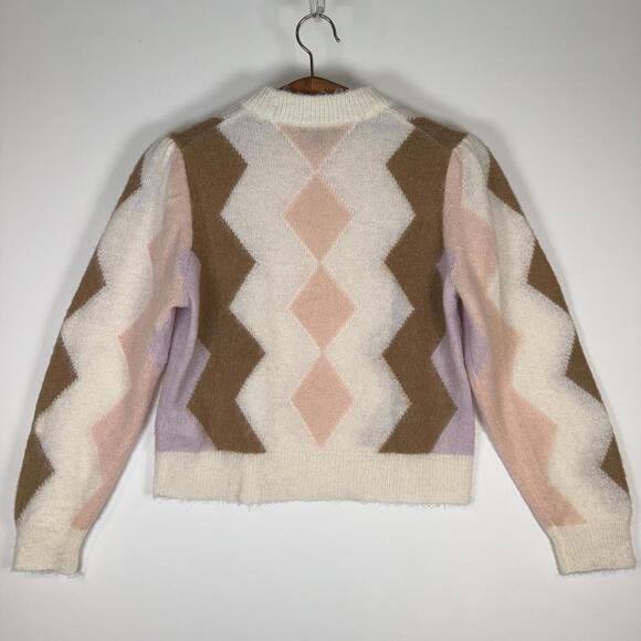 J.Crew Women’s Diamond-Checkered Cropped Crewneck Sweater - Size S - Picture 3 of 6